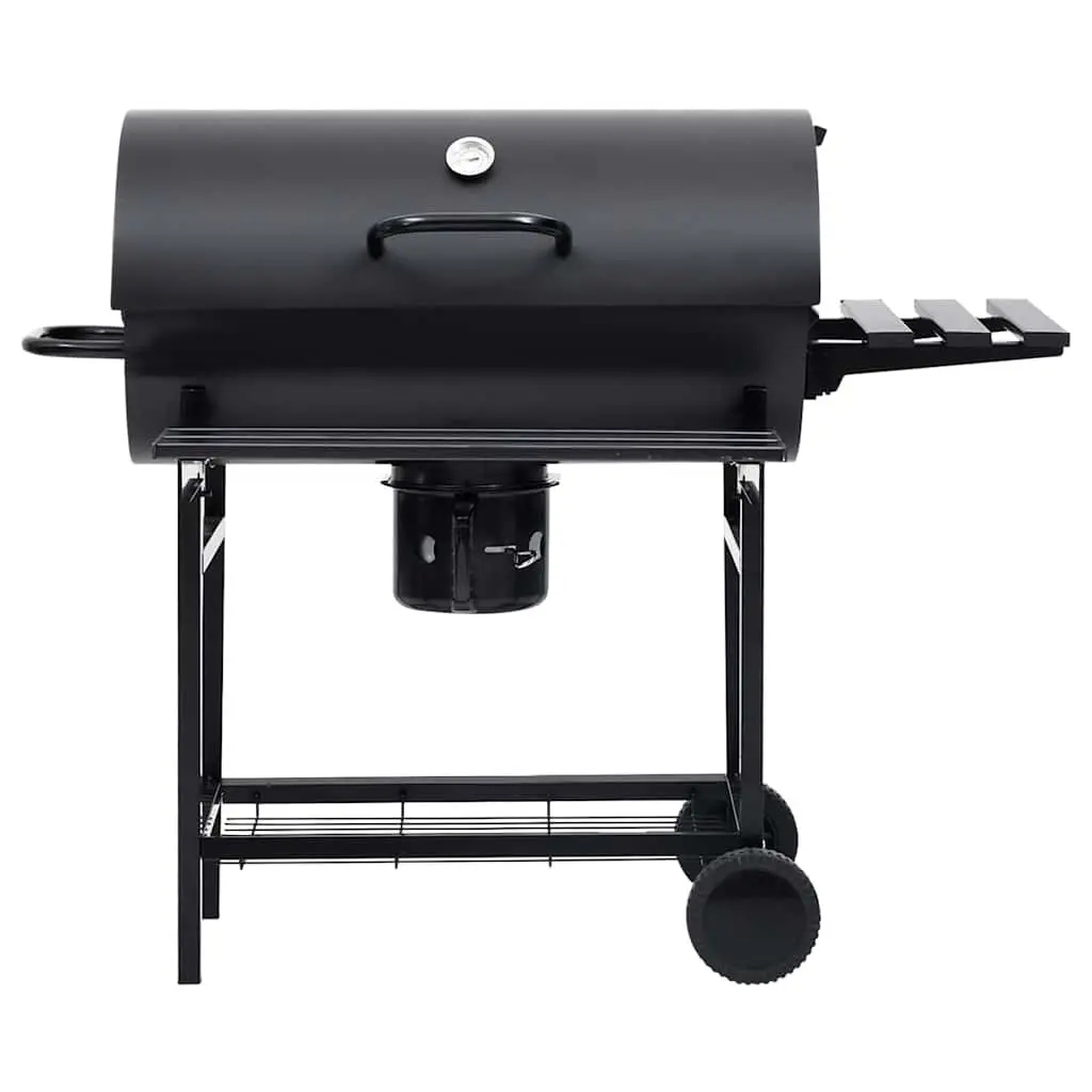 Barrel Charcoal BBQ Grill with Storage and Mobility
