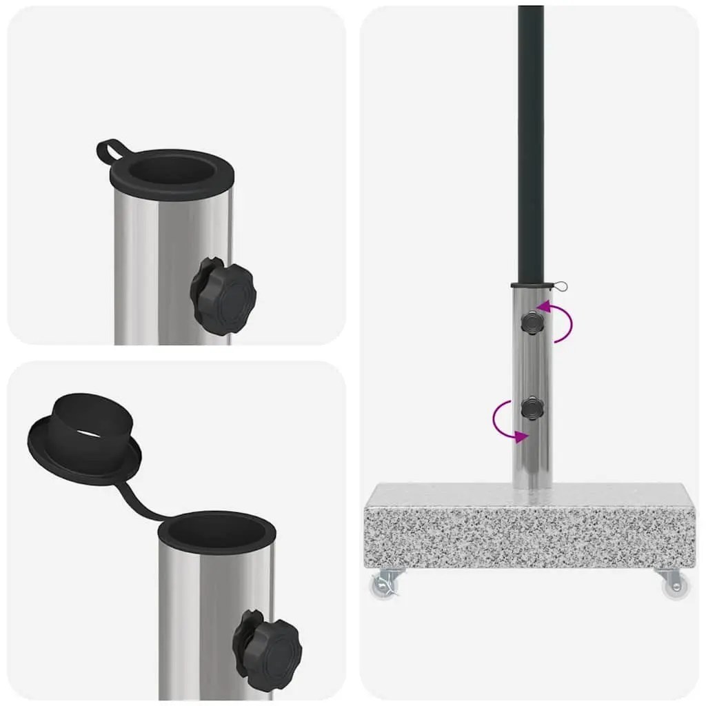 Outdoor Umbrella Base Granite Heavy Duty Grey 45 x 25 x 8.3 cm Parasol Holder Garden Patio Stand