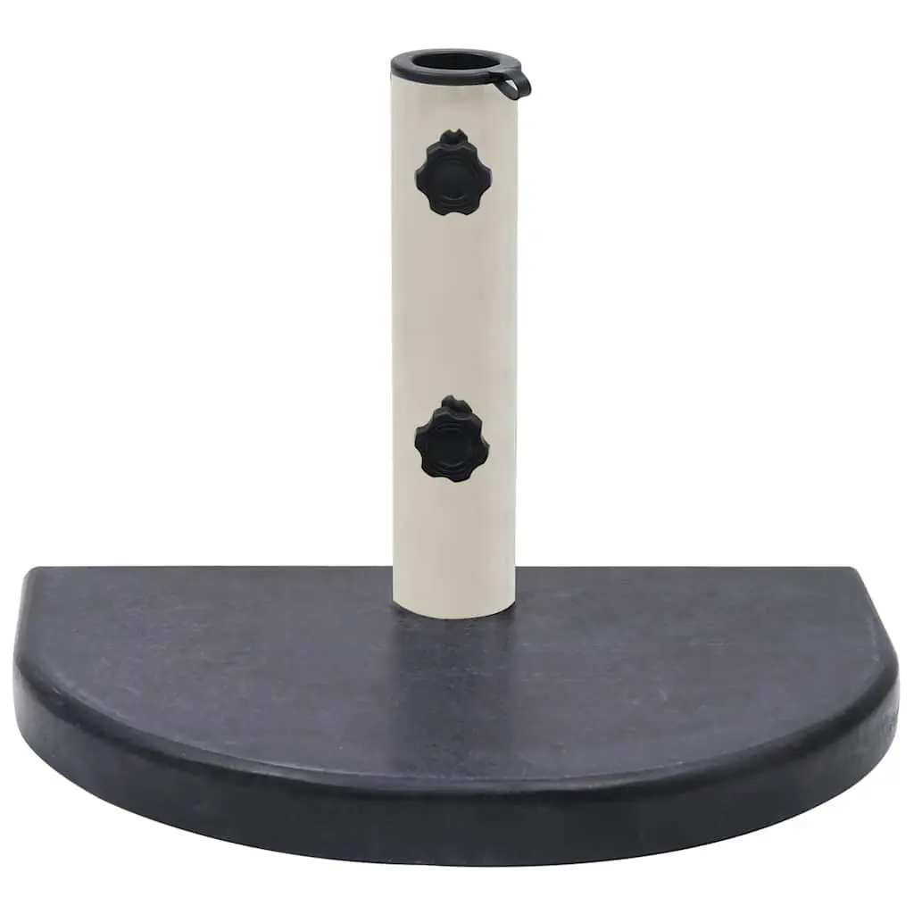Half-Round Umbrella Base Black Granite Construction Outdoor Parasol Holder 40x28x4cm