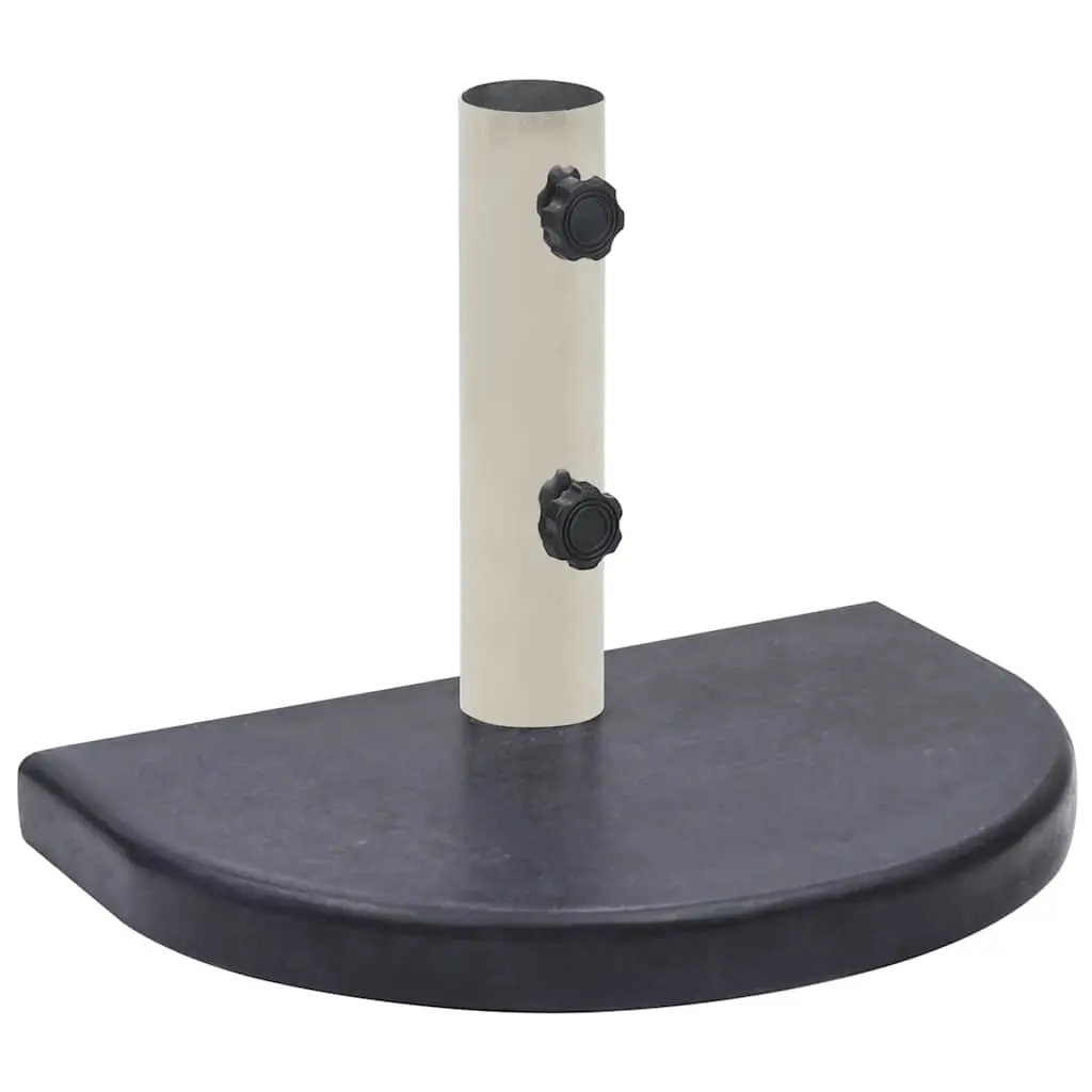 Half-Round Umbrella Base Black Granite Construction Outdoor Parasol Holder 40x28x4cm
