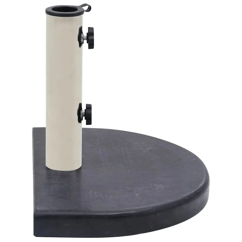 Half-Round Umbrella Base Black Granite Construction Outdoor Parasol Holder 40x28x4cm