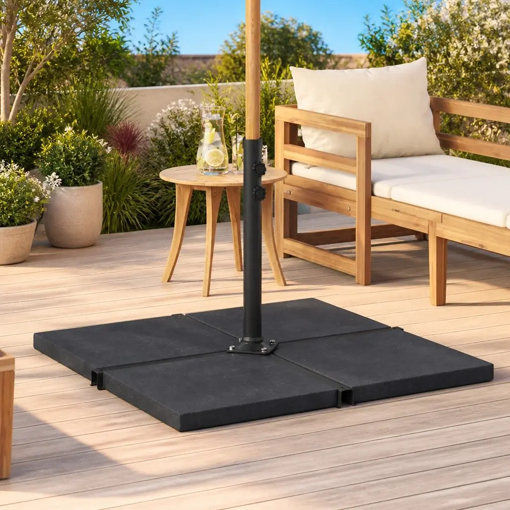 Umbrella Weight Plate Granite Square 25kg Black Base Stand
