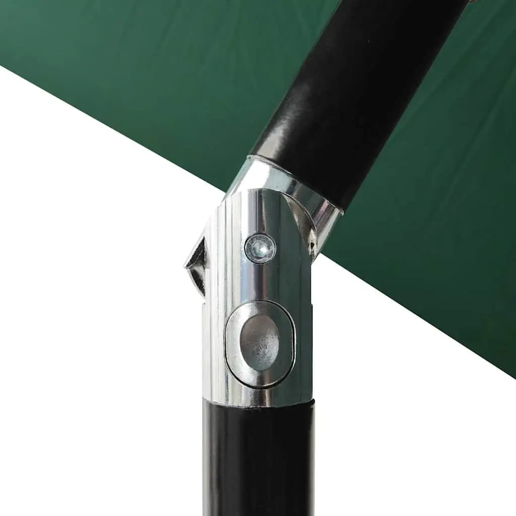 Garden Parasol 2x3m Green Outdoor Patio Umbrella LED Lights Solar Powered Crank