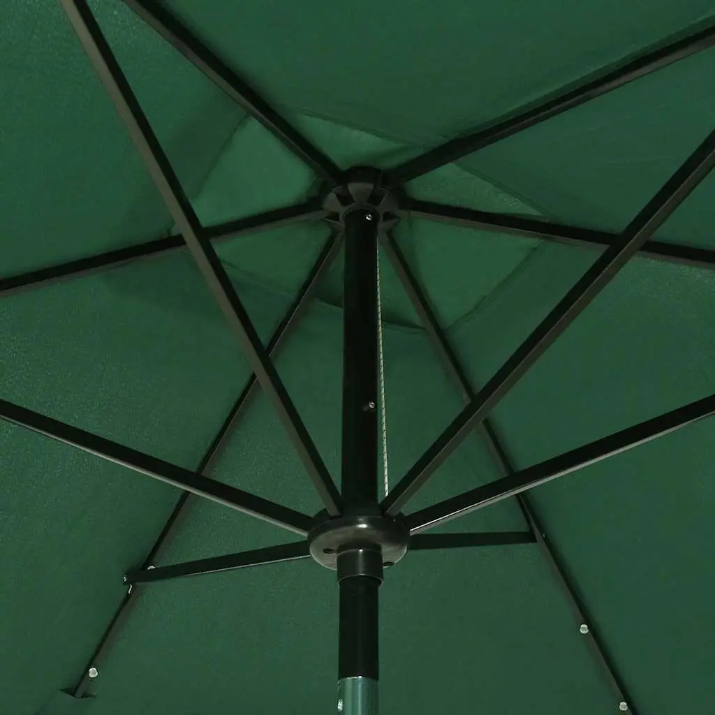 Garden Parasol 2x3m Green Outdoor Patio Umbrella LED Lights Solar Powered Crank