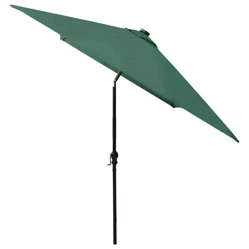 Garden Parasol 2x3m Green Outdoor Patio Umbrella LED Lights Solar Powered Crank
