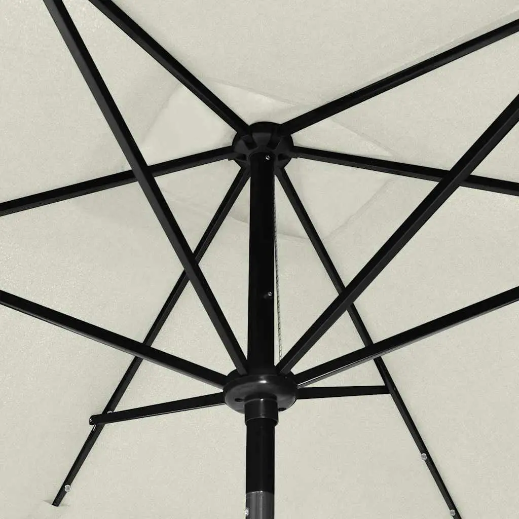 Garden Parasol 2x3m Beige Outdoor Sunshade with LED Lights Steel Pole Crank Tilt