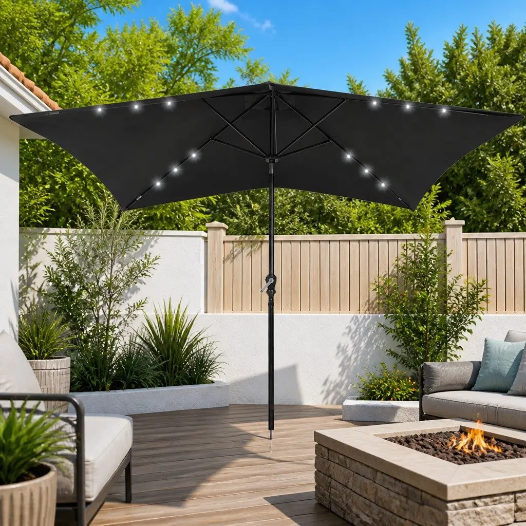2x3m Garden Parasol with LED Lights
