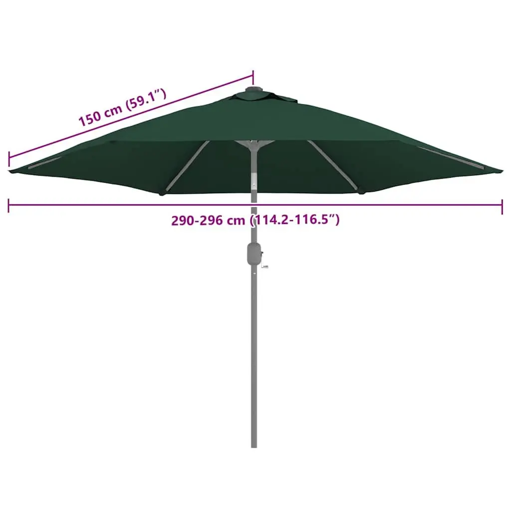 Replacement Fabric for Outdoor Parasol UV Protective 300cm Green Durable Polyester Shade Cover