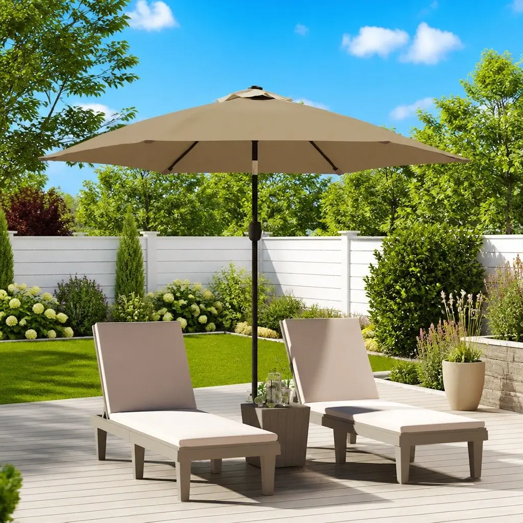 Replacement Parasol Fabric Polyester 300cm Taupe UV Protection