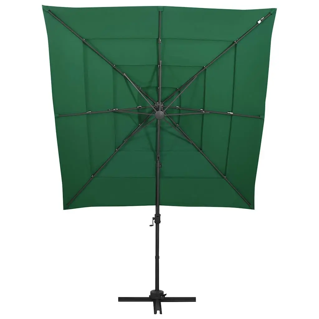 4-Tier Patio Umbrella Green UV Protective Polyester Canopy 250x250cm Crank Tilt Outdoor Shade