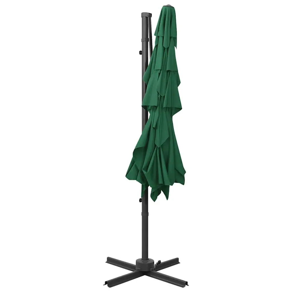 4-Tier Patio Umbrella Green UV Protective Polyester Canopy 250x250cm Crank Tilt Outdoor Shade