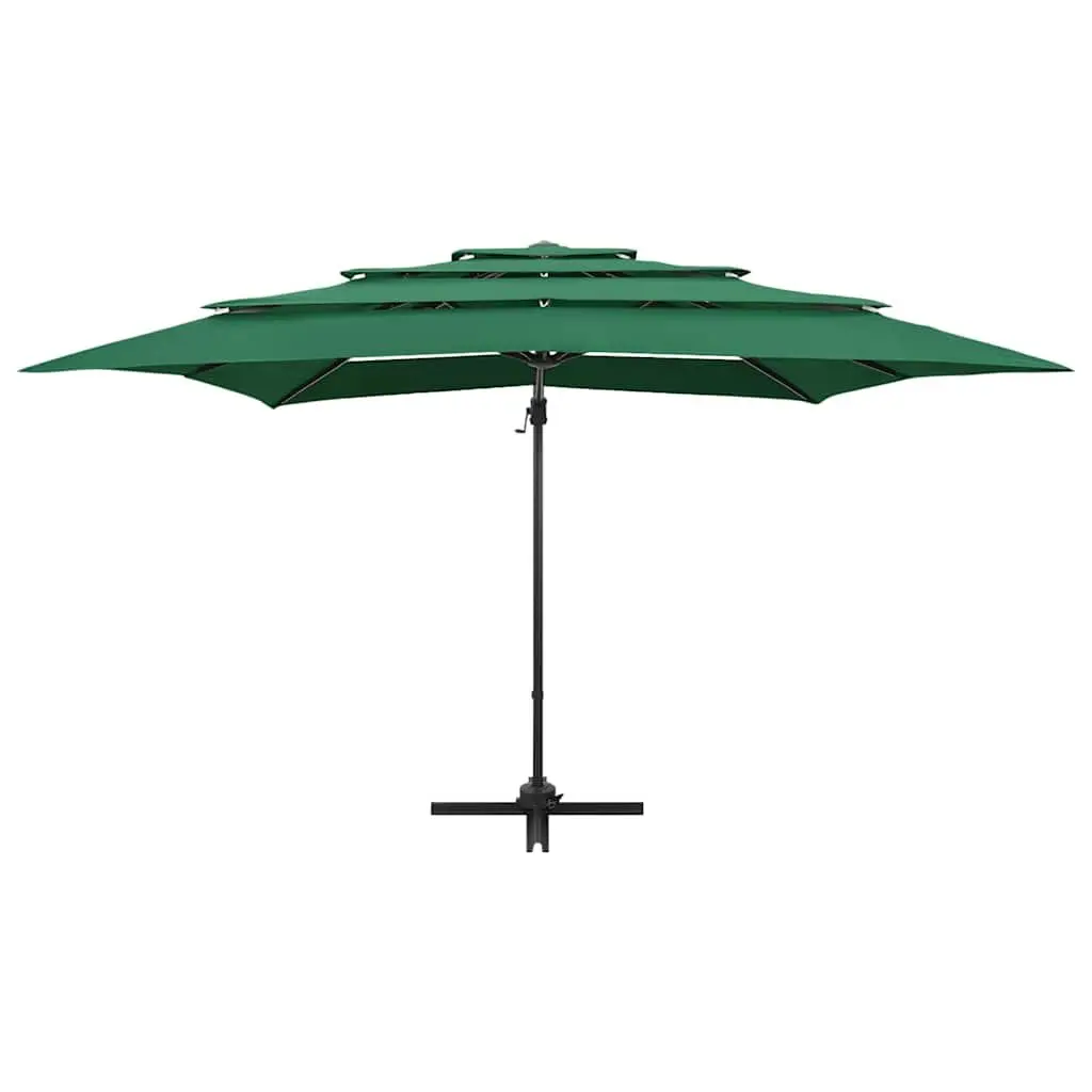 4-Tier Patio Umbrella Green UV Protective Polyester Canopy 250x250cm Crank Tilt Outdoor Shade
