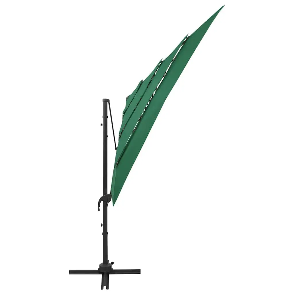 4-Tier Patio Umbrella Green UV Protective Polyester Canopy 250x250cm Crank Tilt Outdoor Shade