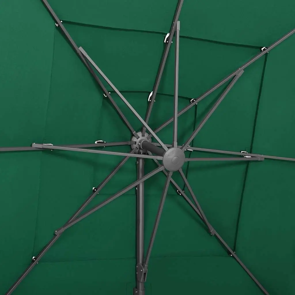 4-Tier Patio Umbrella Green UV Protective Polyester Canopy 250x250cm Crank Tilt Outdoor Shade