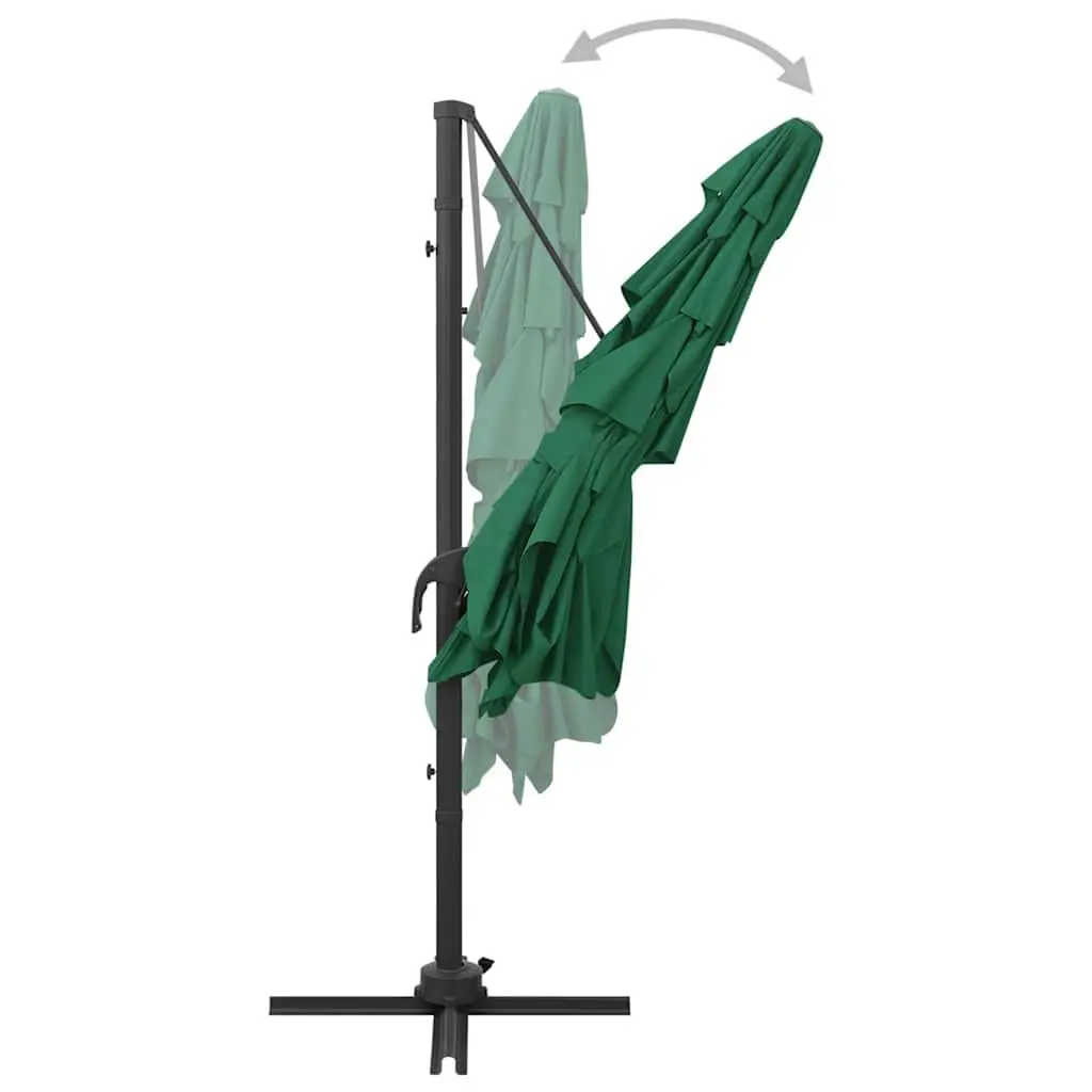 4-Tier Patio Umbrella Green UV Protective Polyester Canopy 250x250cm Crank Tilt Outdoor Shade