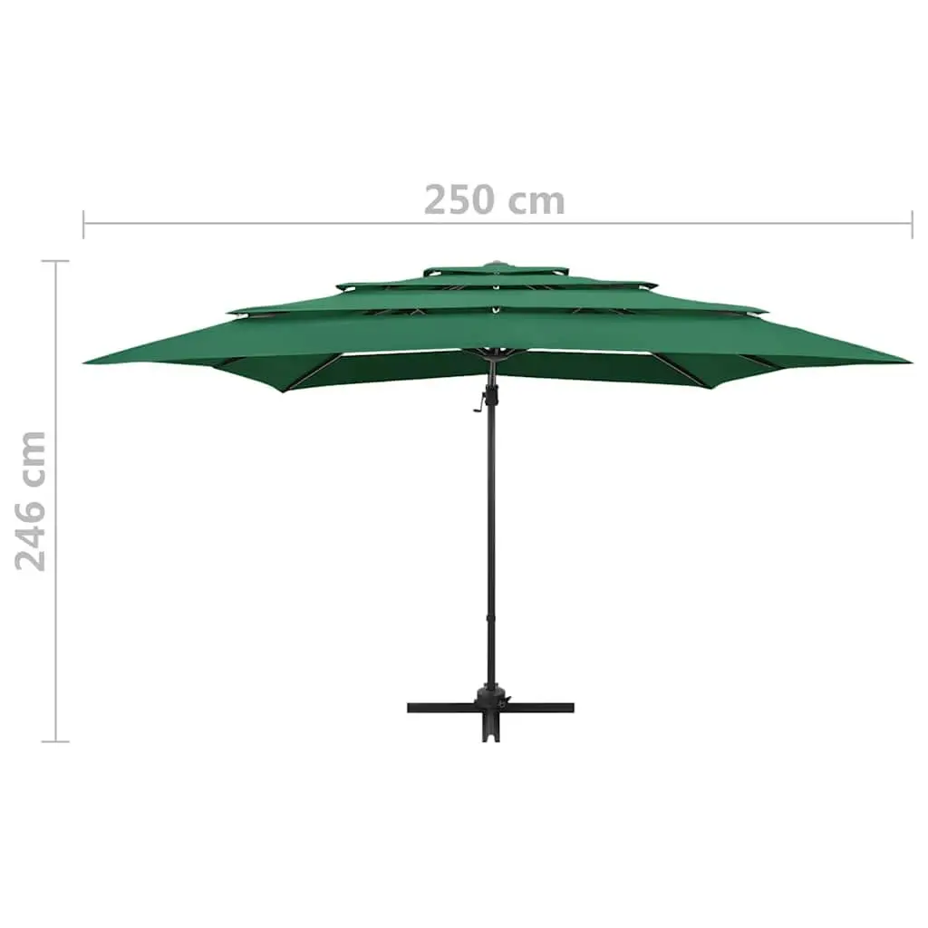 4-Tier Patio Umbrella Green UV Protective Polyester Canopy 250x250cm Crank Tilt Outdoor Shade