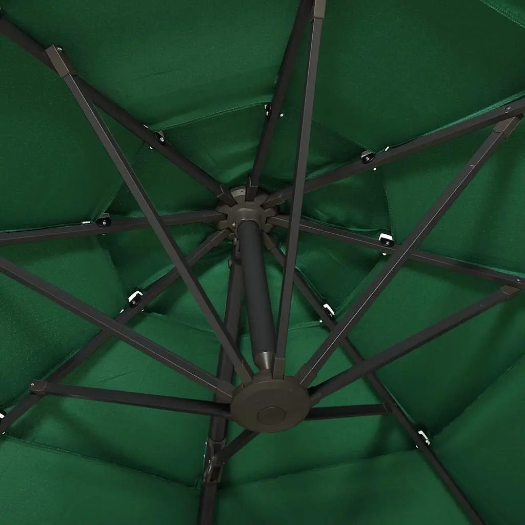 Garden Parasol Polyester 3x3m Green 4-Tier Outdoor Sunshade Patio Umbrella Crank Tilt