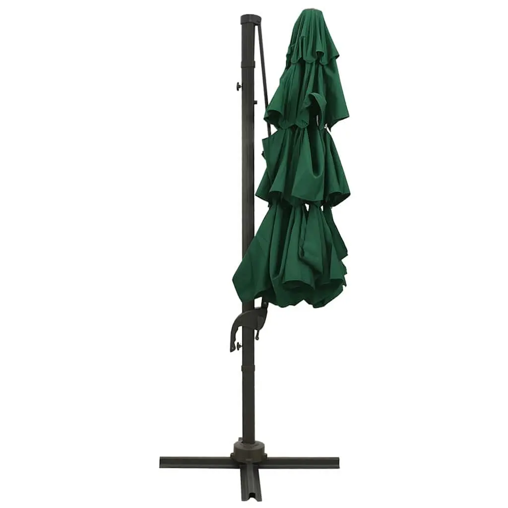 Garden Parasol Polyester 3x3m Green 4-Tier Outdoor Sunshade Patio Umbrella Crank Tilt