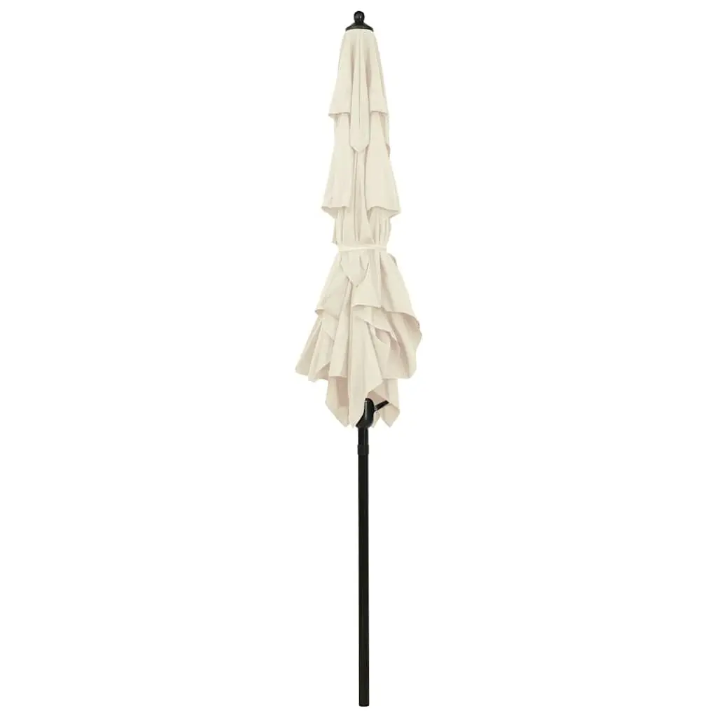 3-Tier Garden Parasol UV Protective Polyester Canopy 2x2m Beige Powder-Coated Aluminium Pole