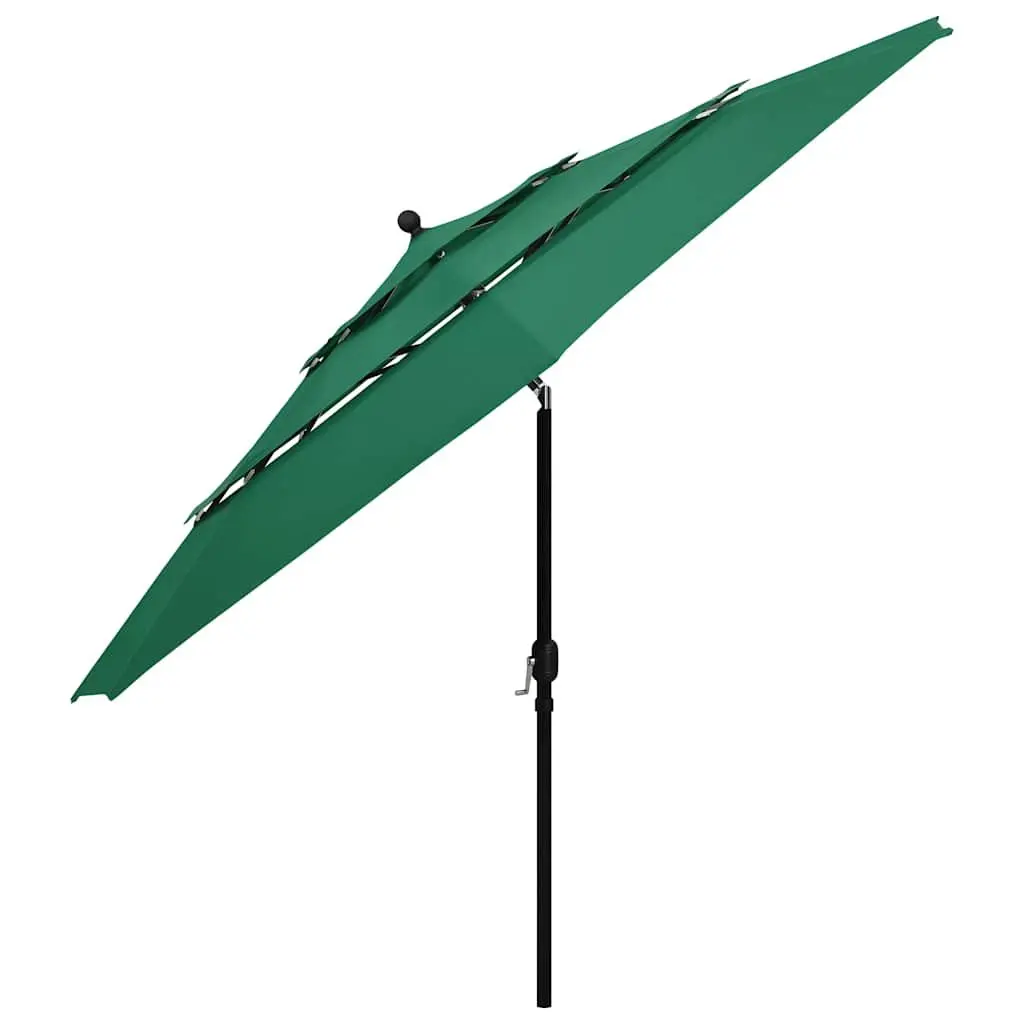 Garden Parasol 3.5m Polyester Green Outdoor Patio Sunshade Umbrella with Crank Tilt