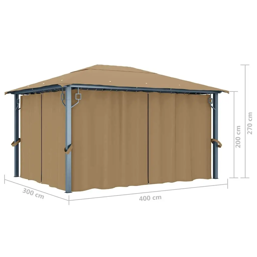 Gazebo Oxford Fabric 400x300 cm Taupe Aluminium Steel Construction Outdoor Canopy Pavilion Sunshade Shelter