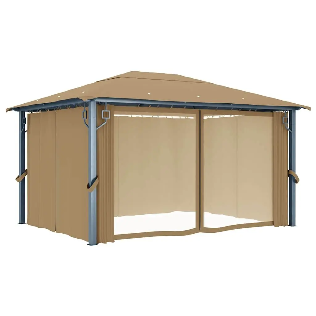 Gazebo Oxford Fabric 400x300 cm Taupe Aluminium Steel Construction Outdoor Canopy Pavilion Sunshade Shelter