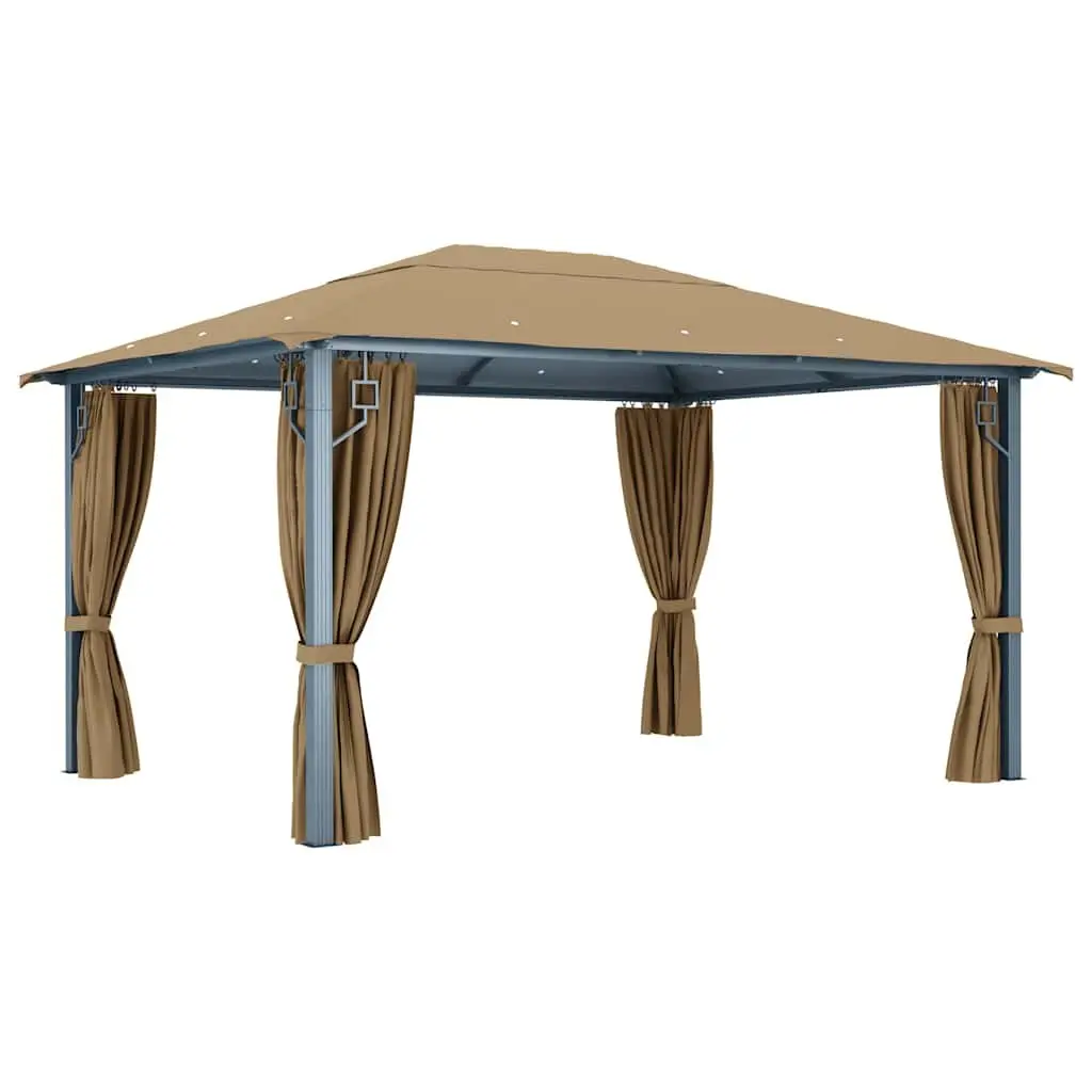 Gazebo Oxford Fabric 400x300 cm Taupe Aluminium Steel Construction Outdoor Canopy Pavilion Sunshade Shelter