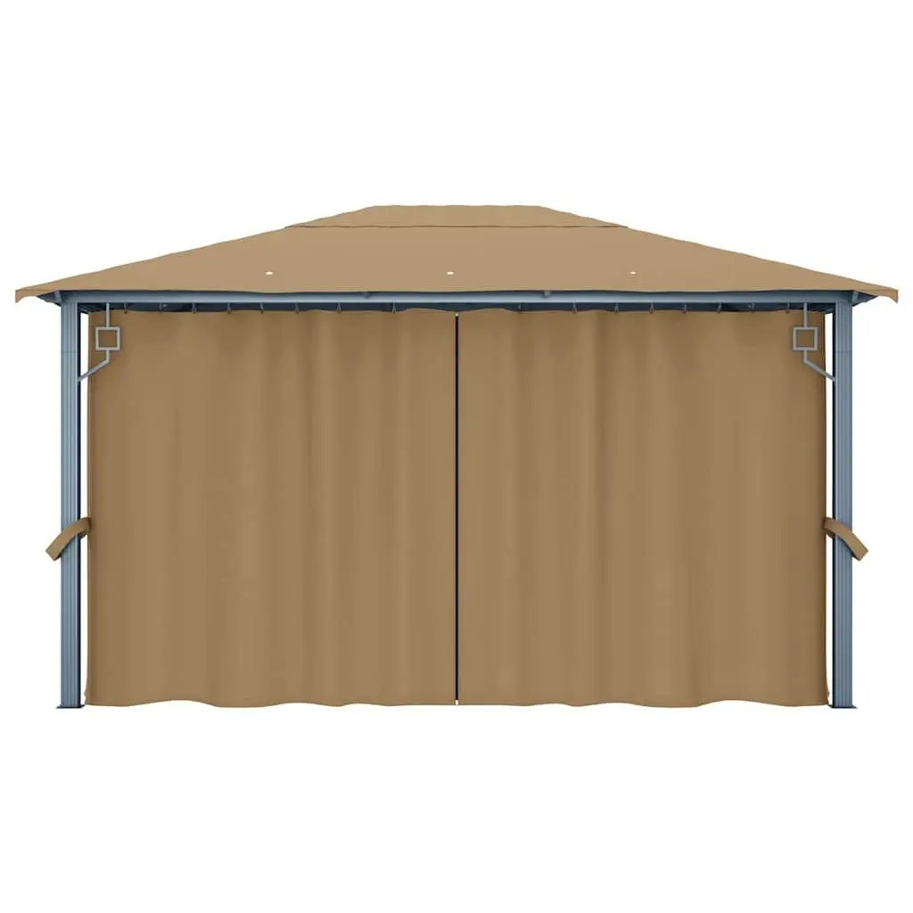 Gazebo Oxford Fabric 400x300 cm Taupe Aluminium Steel Construction Outdoor Canopy Pavilion Sunshade Shelter
