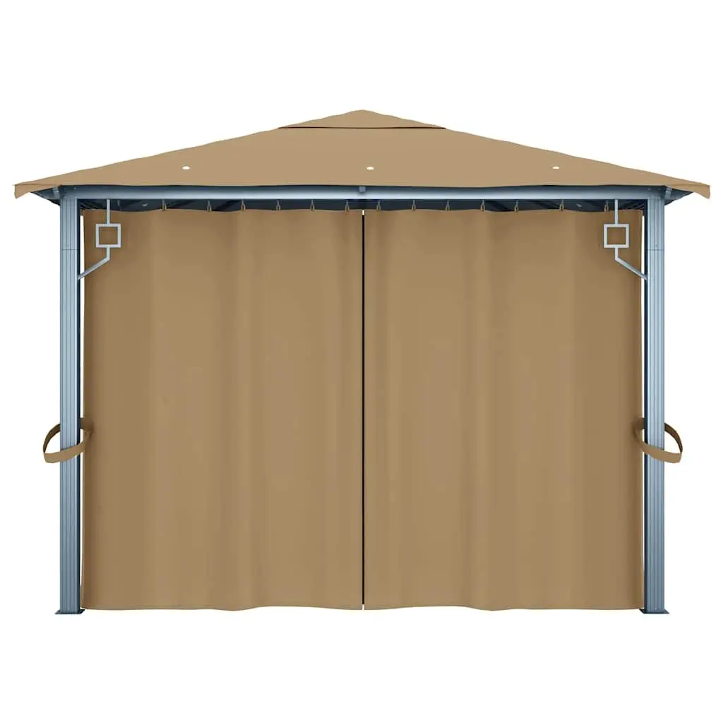 Gazebo Oxford Fabric 400x300 cm Taupe Aluminium Steel Construction Outdoor Canopy Pavilion Sunshade Shelter