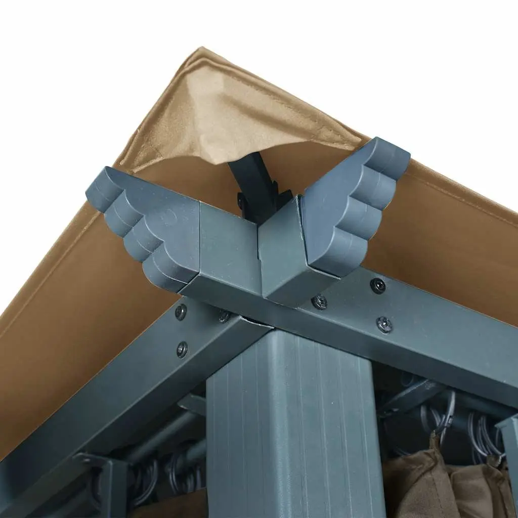 Gazebo Oxford Fabric 400x300 cm Taupe Aluminium Steel Construction Outdoor Canopy Pavilion Sunshade Shelter
