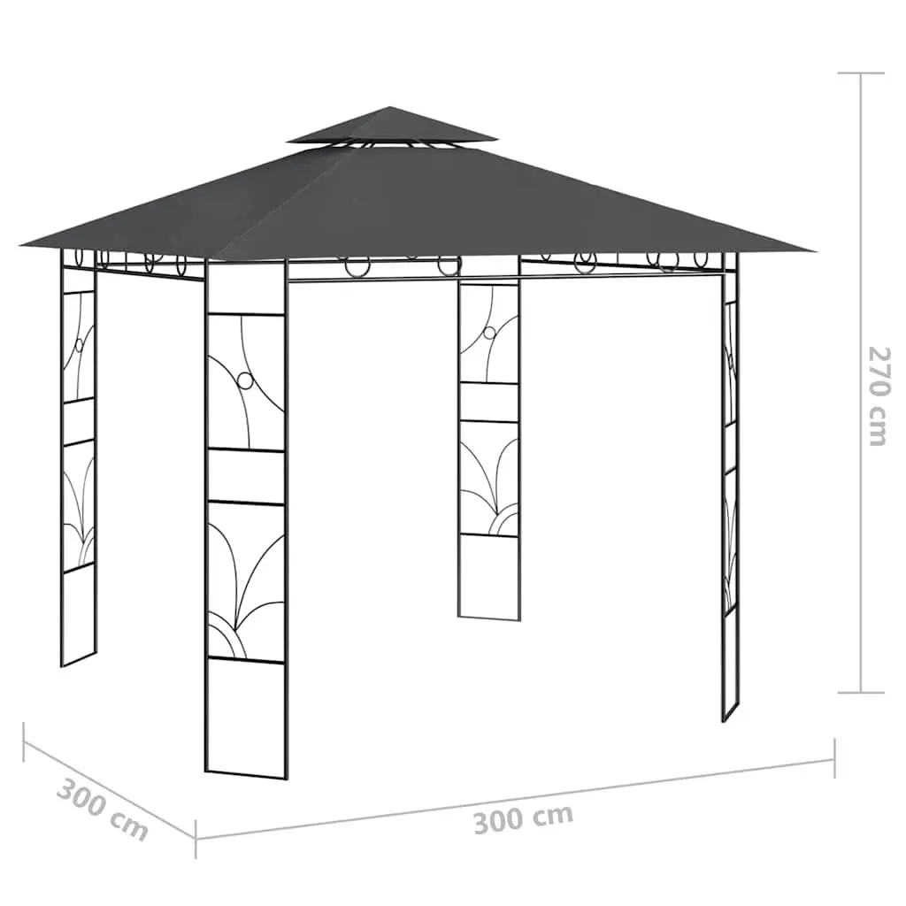 Gazebo 3x3x2.7m Anthracite Outdoor Canopy Steel Frame Tent Shelter Party Events