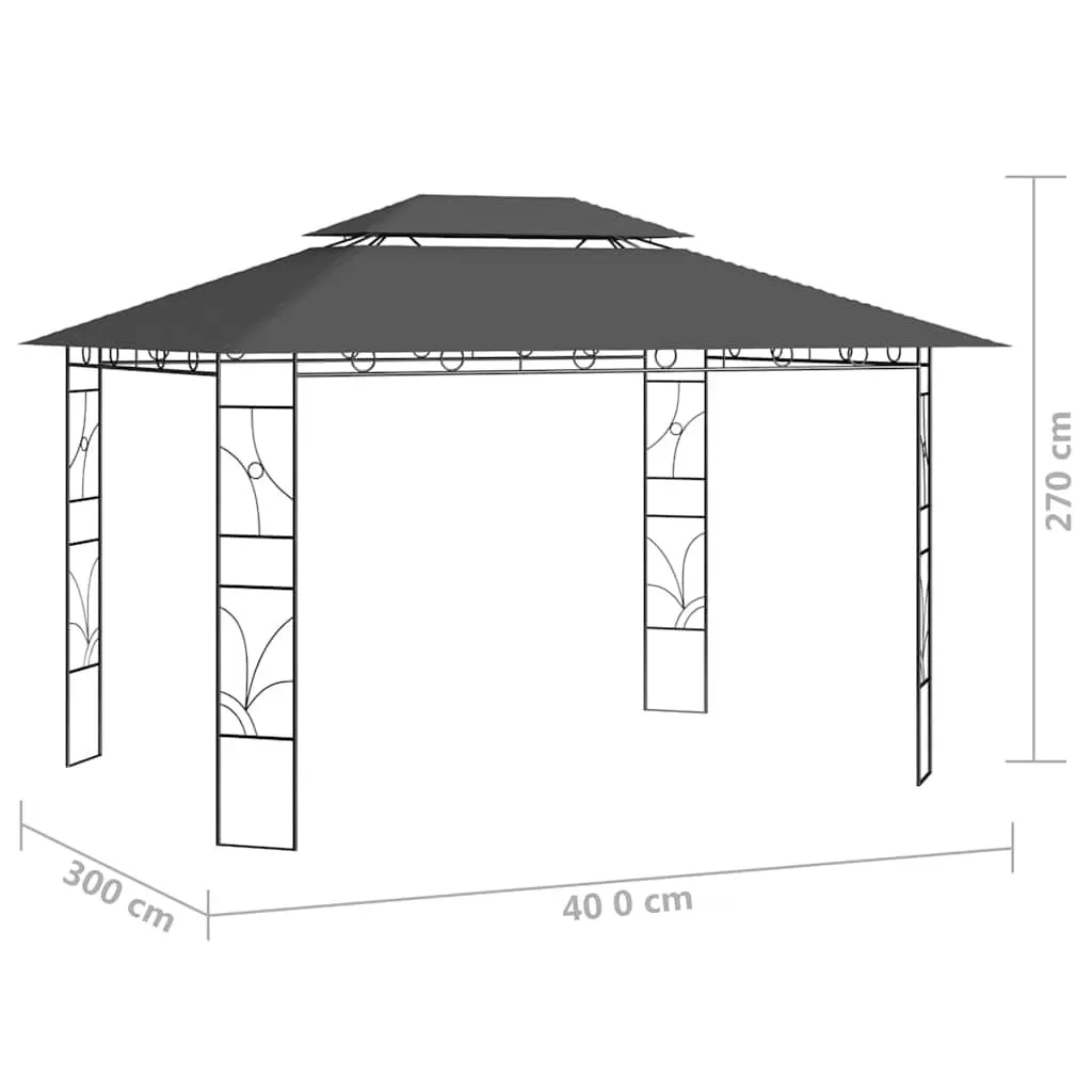 Gazebo Steel Frame 4x3x2.7m Anthracite Outdoor Canopy Shelter Garden Party Tent