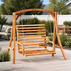 Versatile Wooden Swing Bench for Any Outdoor Setting