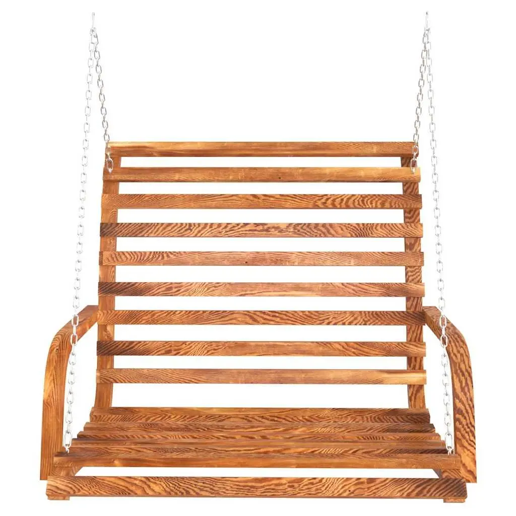 Wooden Swing Bench Outdoor Garden Porch Seating Relaxation Curved Armrest Brown