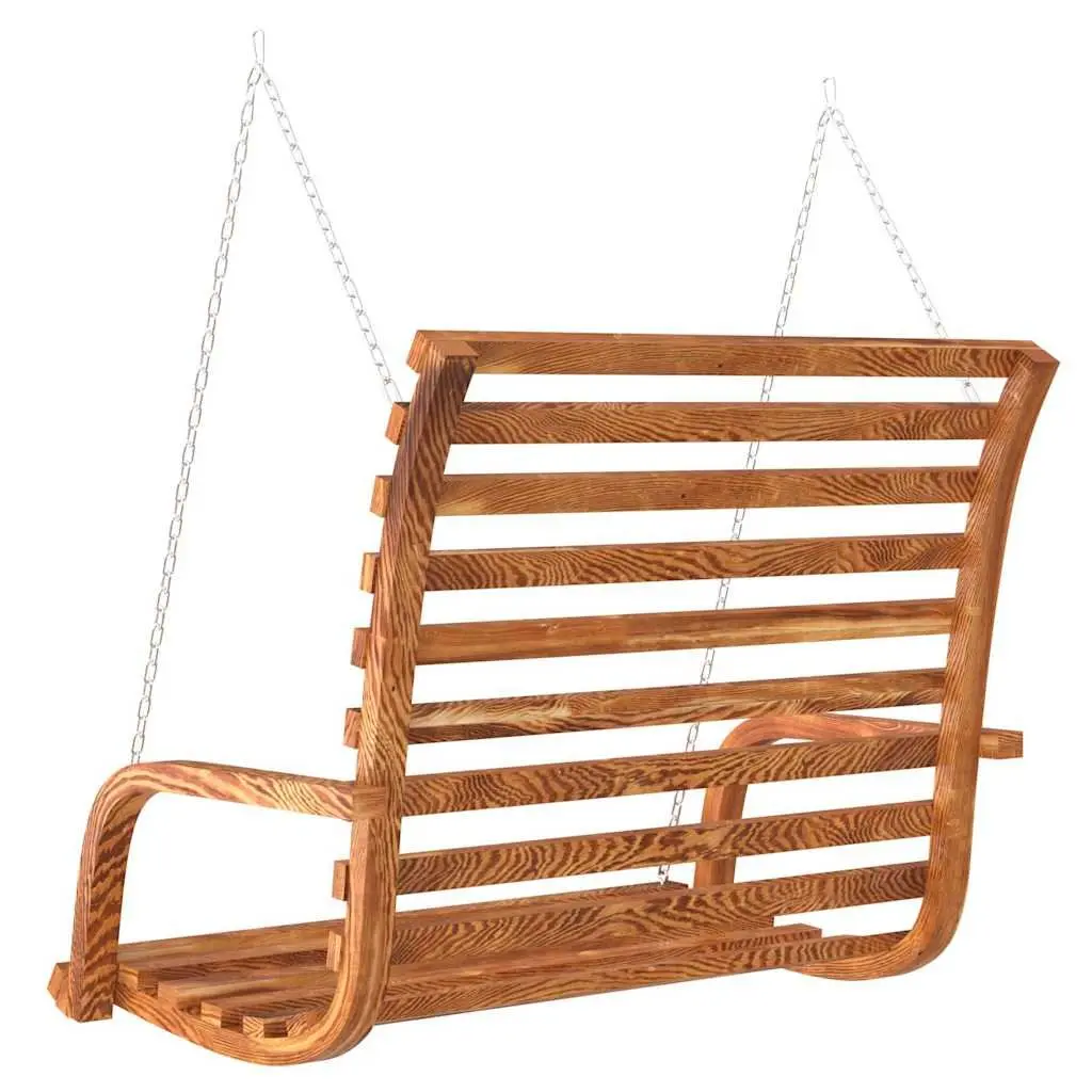 Wooden Swing Bench Outdoor Garden Porch Seating Relaxation Curved Armrest Brown