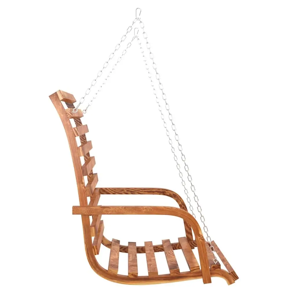 Wooden Swing Bench Outdoor Garden Porch Seating Relaxation Curved Armrest Brown
