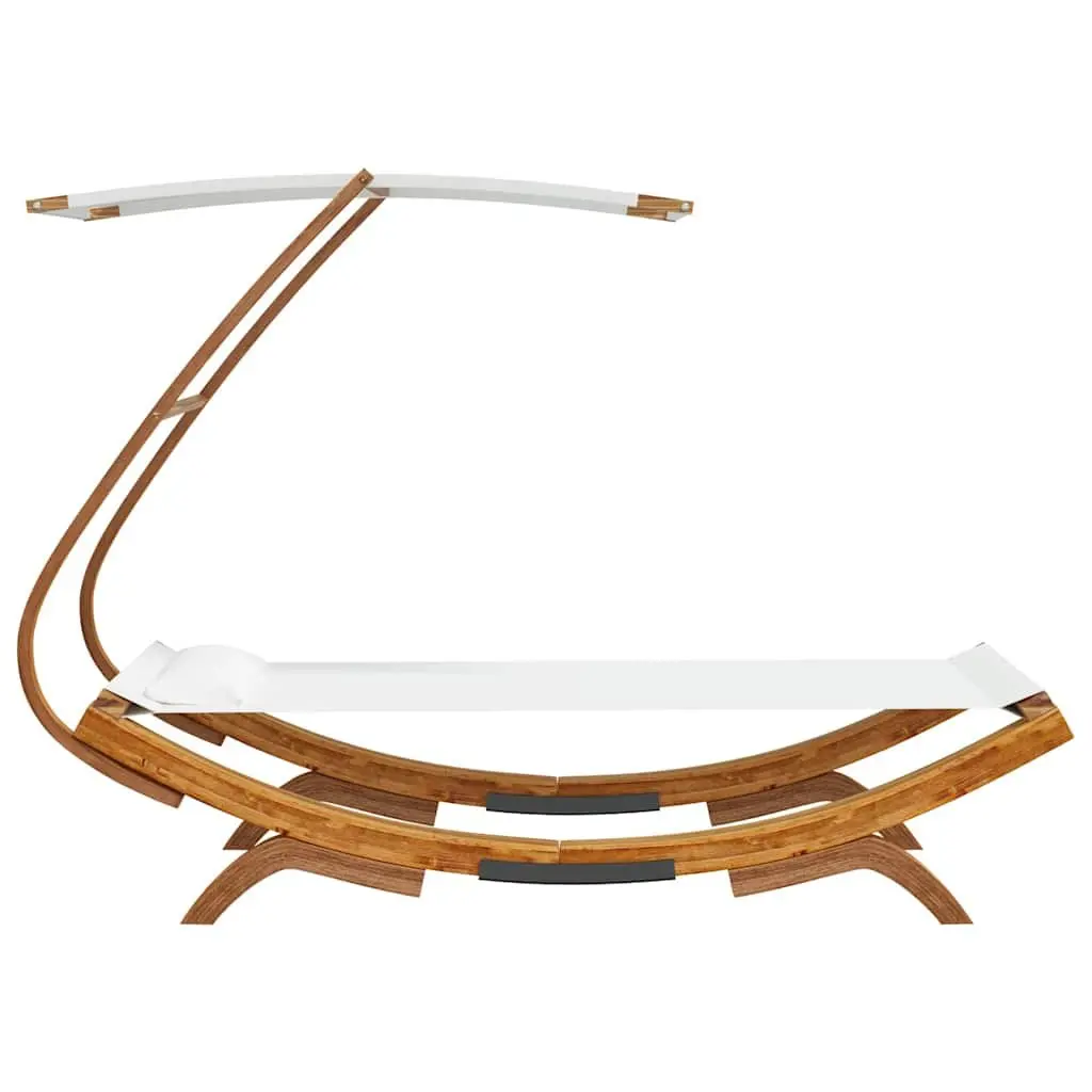 Lounge Bed Outdoor Cream Canopy Bent Wood Frame 100x190x134cm for Garden Patio Relaxation