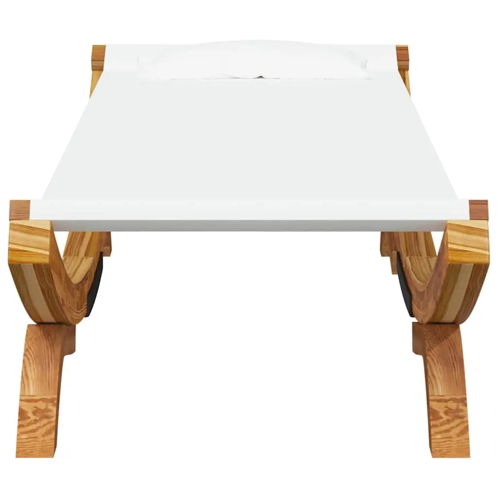Outdoor Lounge Bed Solid Bent Wood Frame Cream Daybed with Pillow