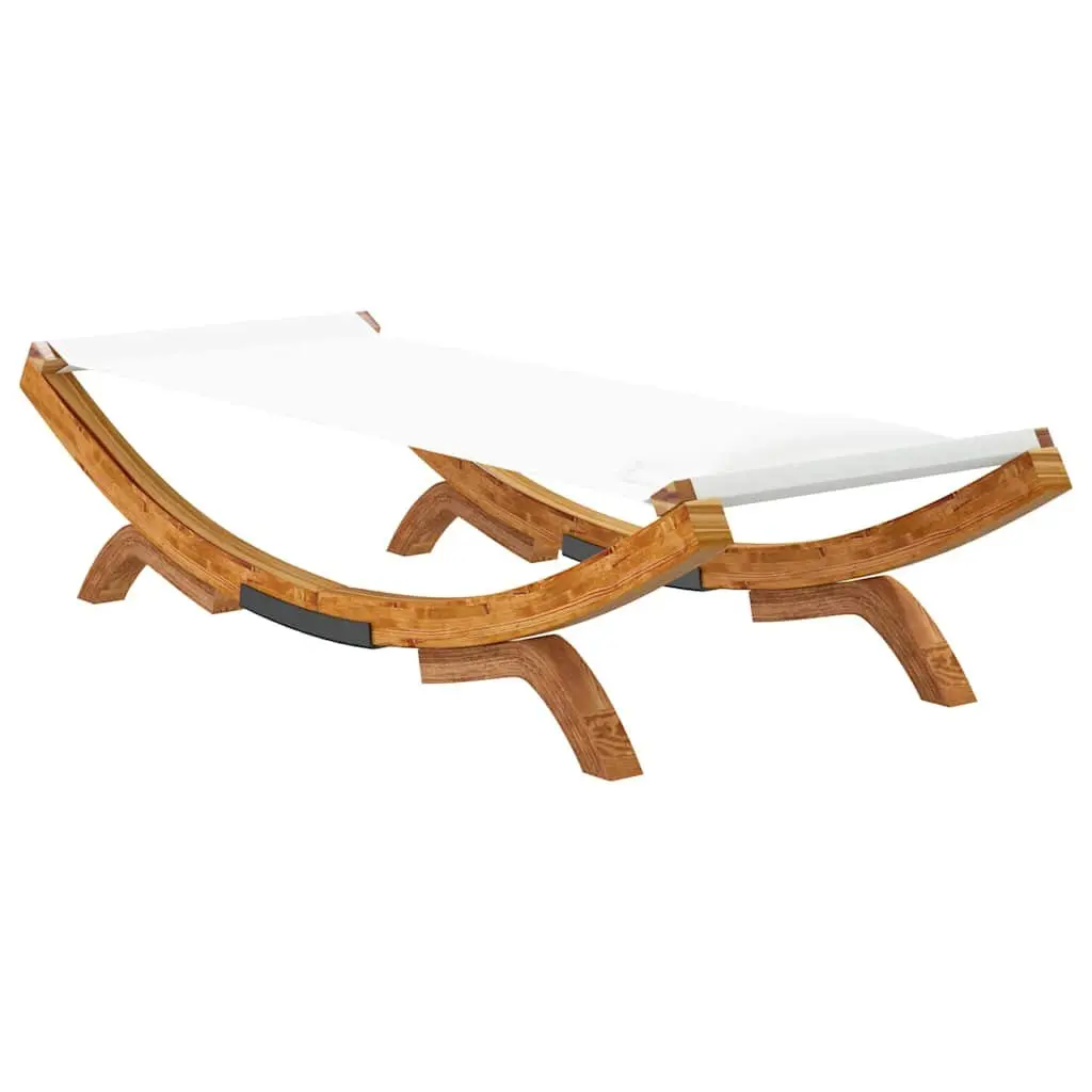 Outdoor Lounge Bed Solid Bent Wood Frame Cream Daybed with Pillow