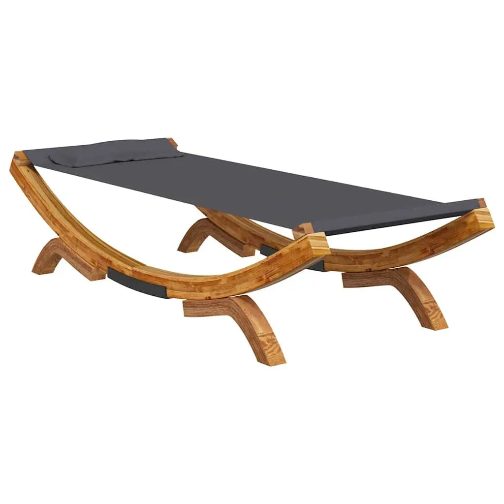 Lounge Bed Outdoor Recliner Anthracite Easy to Clean Fabric Solid Bent Wood Frame 100x188.5x44cm