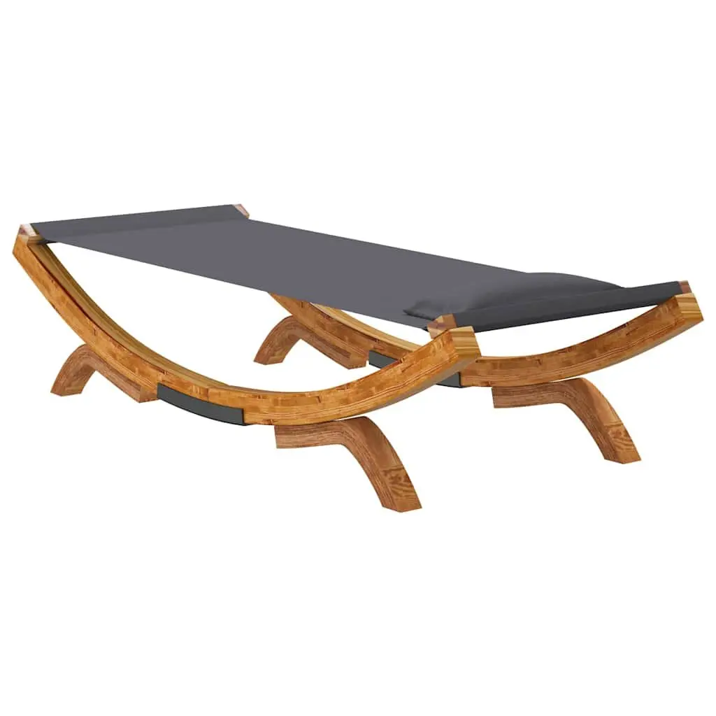 Lounge Bed Outdoor Recliner Anthracite Easy to Clean Fabric Solid Bent Wood Frame 100x188.5x44cm