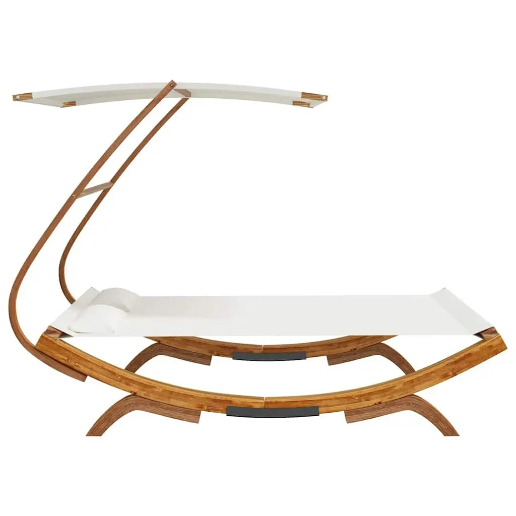 Outdoor Lounge Bed Cream Canopy Solid Bent Wood Frame 165x203x138cm Garden Patio Furniture