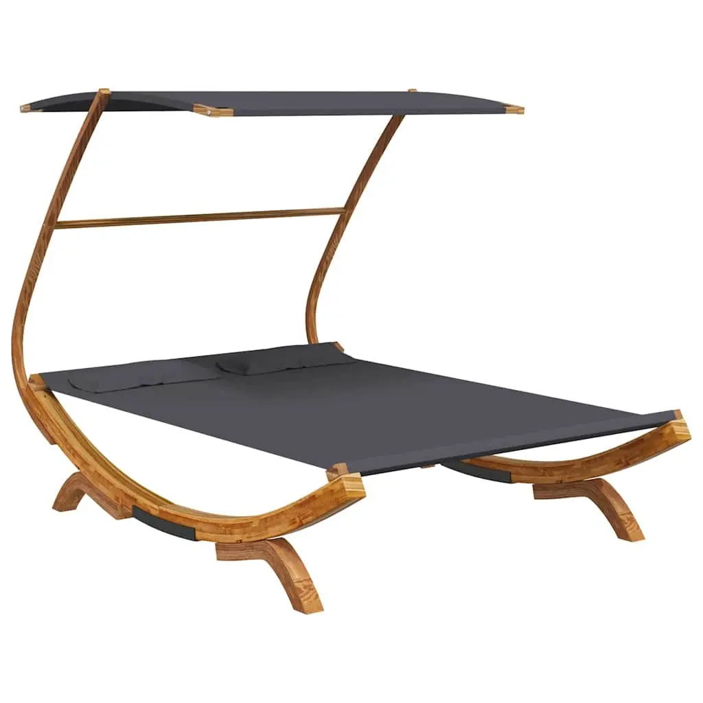 Outdoor Lounge Bed Solid Bent Wood Frame Canopy 165 x 203 x 138 cm Anthracite