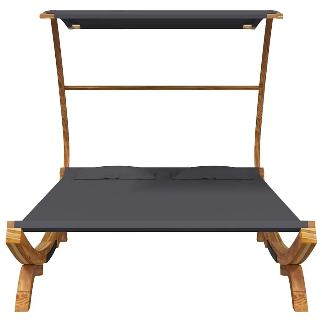 Outdoor Lounge Bed Solid Bent Wood Frame Canopy 165 x 203 x 138 cm Anthracite