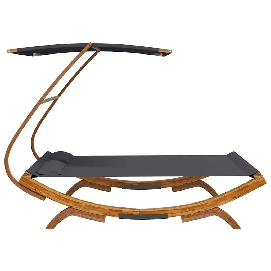 Outdoor Lounge Bed Solid Bent Wood Frame Canopy 165 x 203 x 138 cm Anthracite