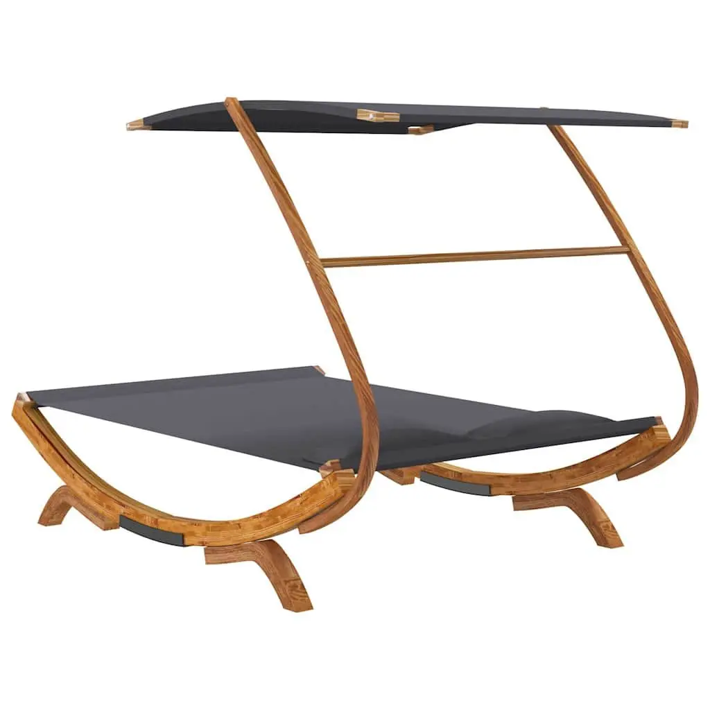 Outdoor Lounge Bed Solid Bent Wood Frame Canopy 165 x 203 x 138 cm Anthracite