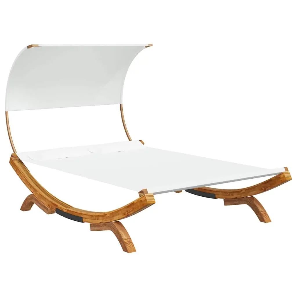 Outdoor Lounge Bed Bent Wood 165 x 203 x 126 cm Cream