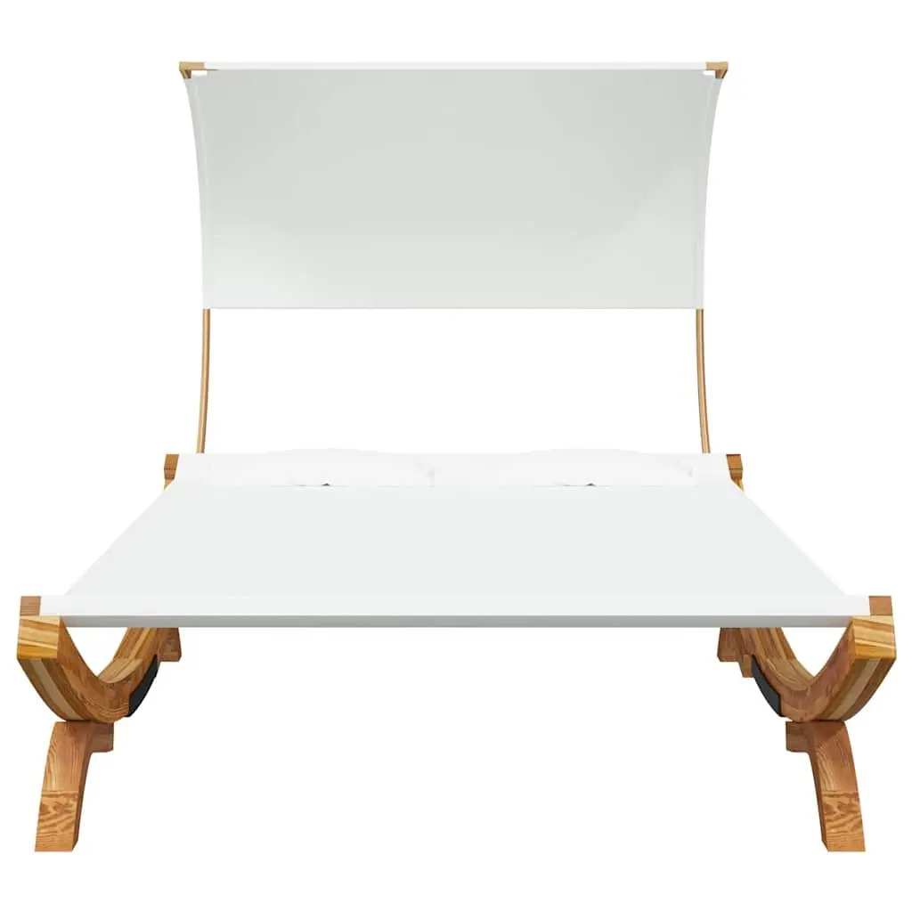 Outdoor Lounge Bed Bent Wood 165 x 203 x 126 cm Cream