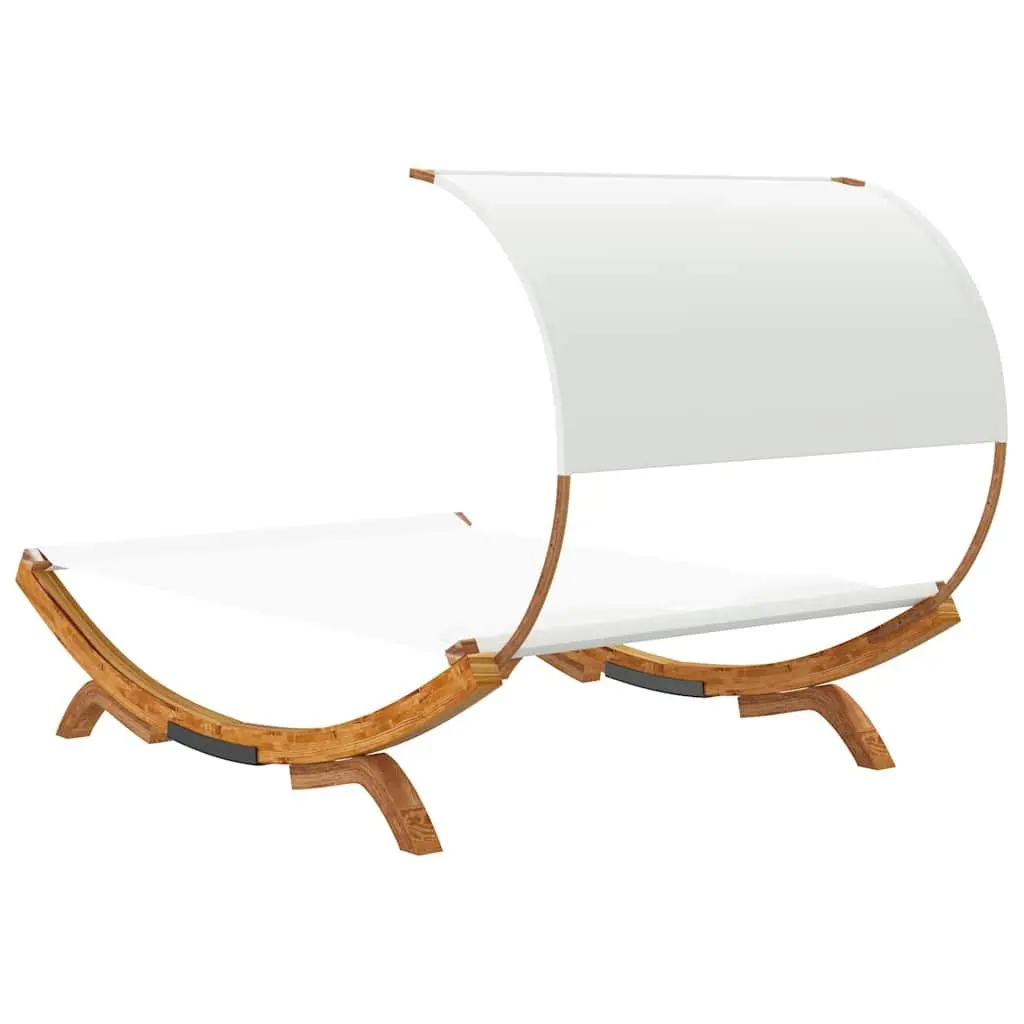 Outdoor Lounge Bed Bent Wood 165 x 203 x 126 cm Cream