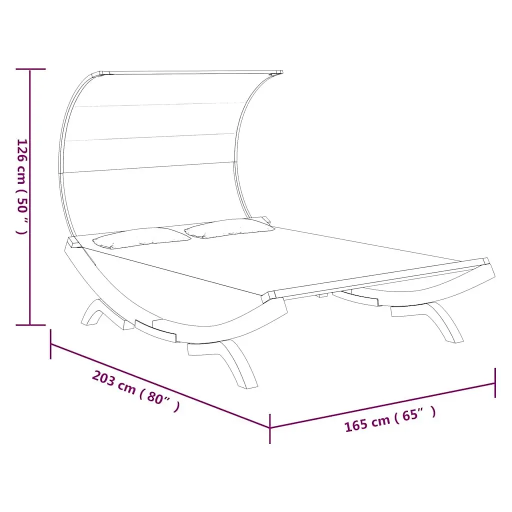 Outdoor Lounge Bed Bent Wood 165 x 203 x 126 cm Cream